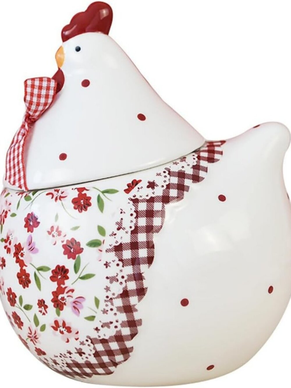 Charming Ceramic Easter Cookie Jar with Rooster & Flower Design, 35 OZ Airtight